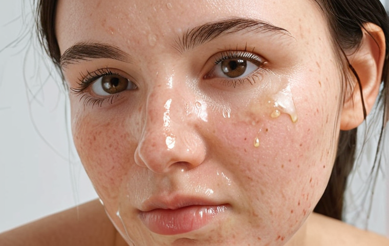 **

A close-up shot of a woman with acne-prone skin gently cleansing her face with a tea tree oil-based cleansing oil, focusing on the healthy skin and the gentle cleansing motion.

**