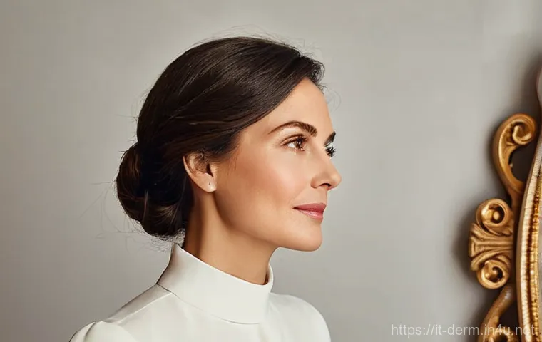 피부과 IPL 치료 효과 - **Prompt 2: Calmed Complexion from IPL for Redness and Capillaries**
    "A tranquil Italian woman i...