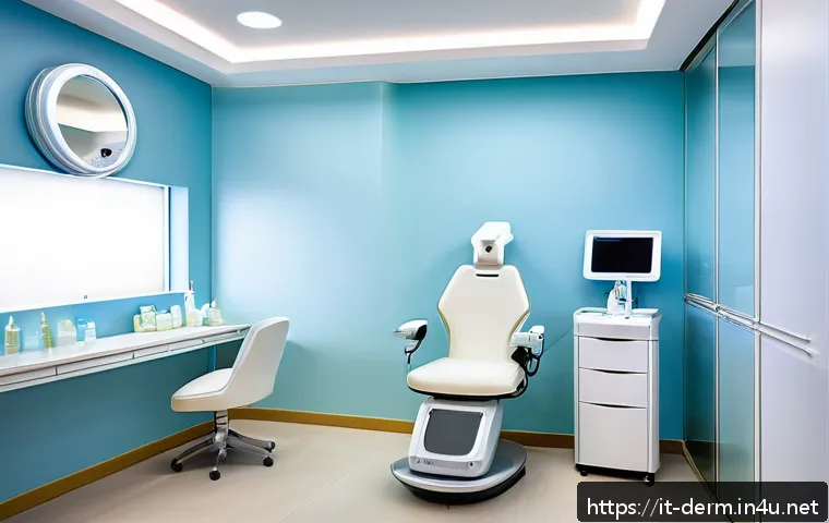 피부과 패키지 추천 - A modern dermatology clinic in Italy showcasing a personalized chemical peeling treatment room, with...